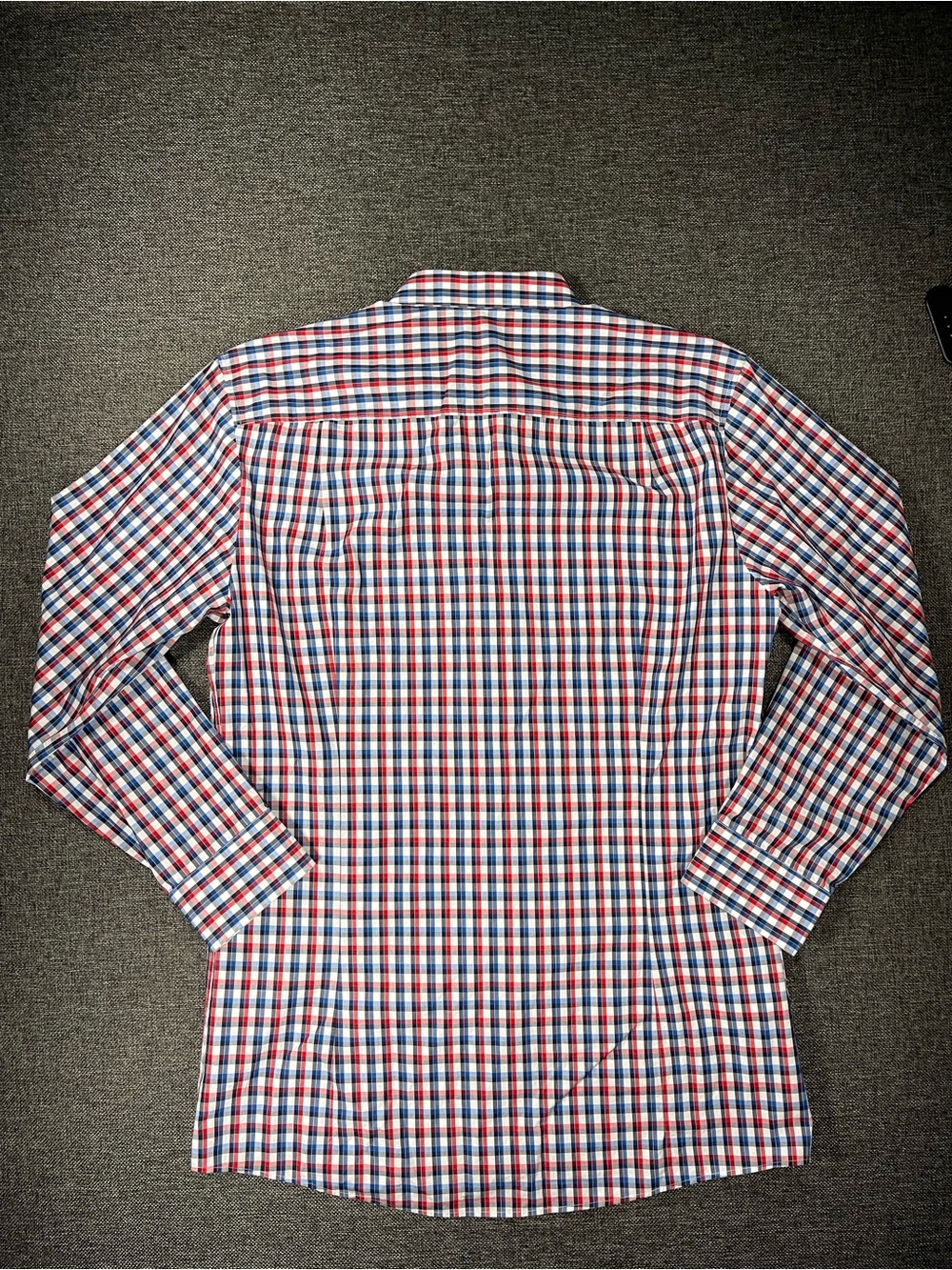 Hugo BOSS Red Blue and White Plaid Dress Shirt Slim Fit Button Down Long Sleeve - Picture 5 of 6